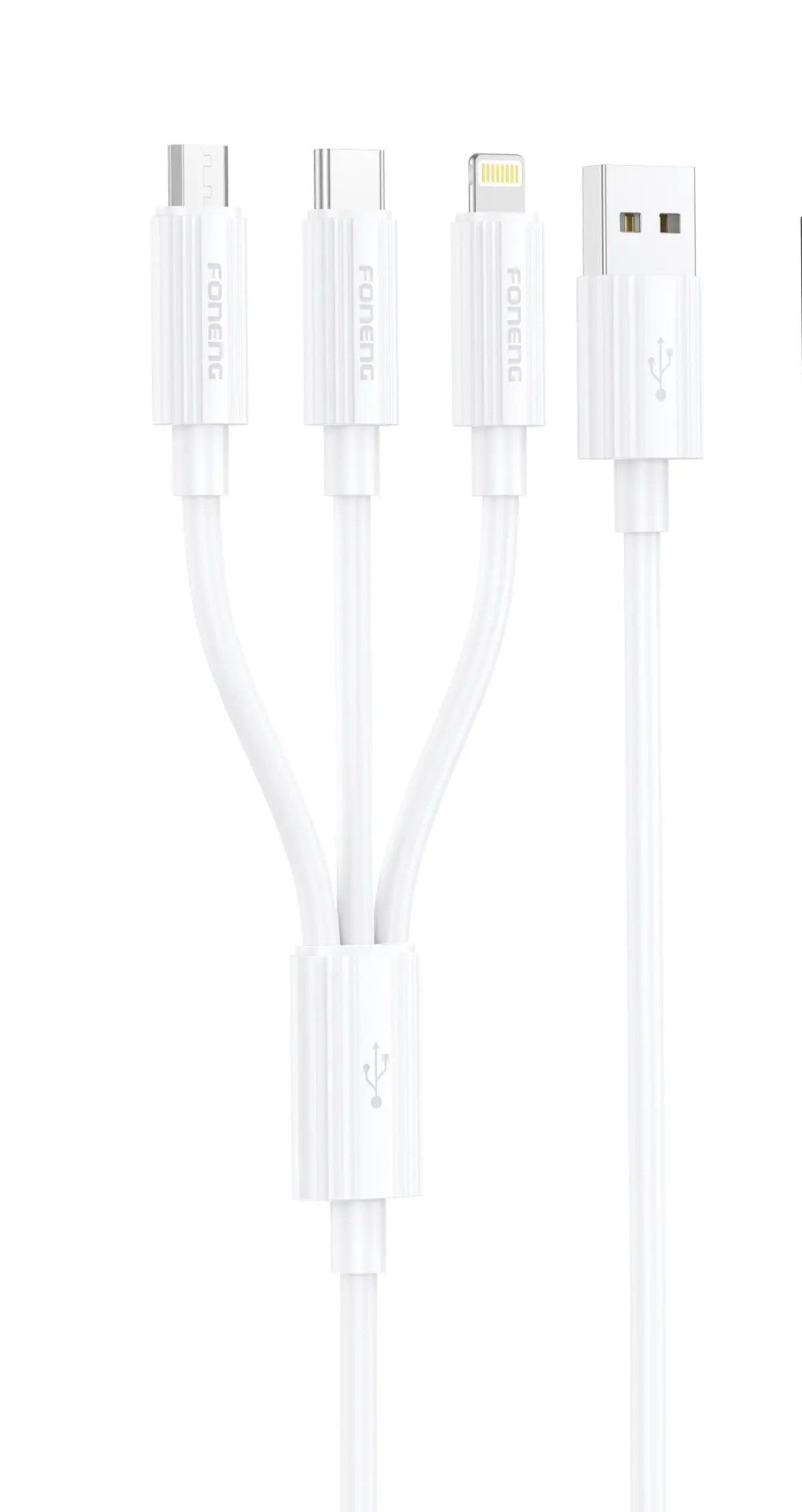 Foneng XS07 3 In 1 Charging Cable 1.2m 2.4a Type C/micro/iPhone - White