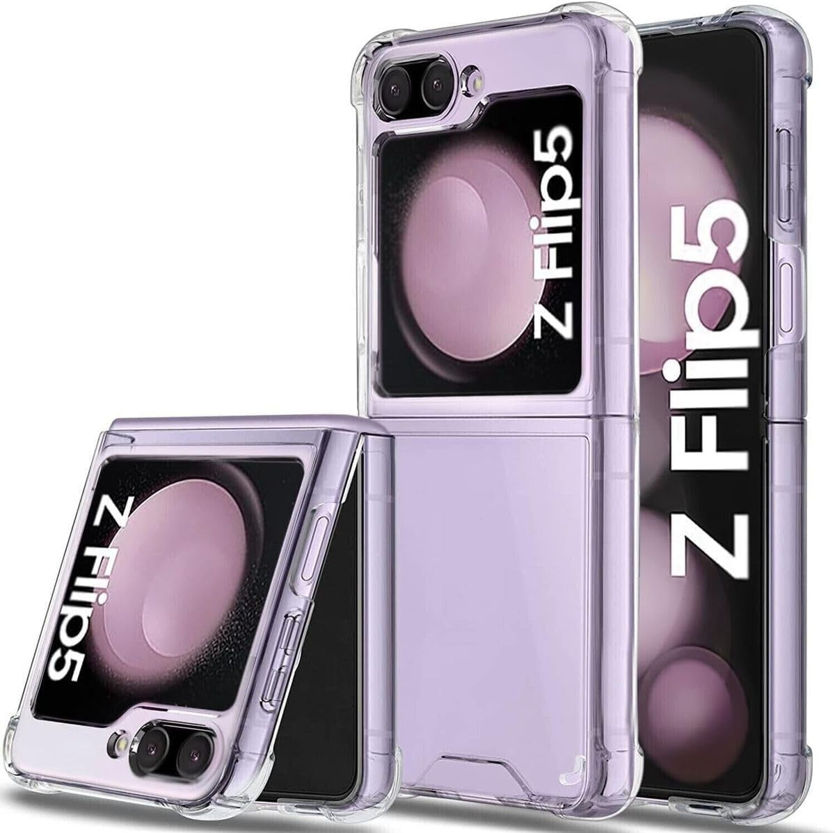 Shockproof Clear Protective Case for Samsung Galaxy Z Flip 5, Anti-Fall Gel Pouch Phone Cover