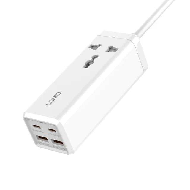 LDNIO 65W Multi-Port Desktop Portable Charger, White, High Power USB Charging Station