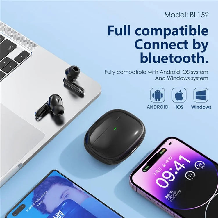 FONENG TWS Earbuds ANC+ENC Noise Reduction Wireless BT Headset - Black