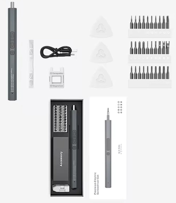 30 in 1 Precision Electric Screwdriver Set, Fast Charging Screwdriver Set with LED Light Phone Repair Electric Tool