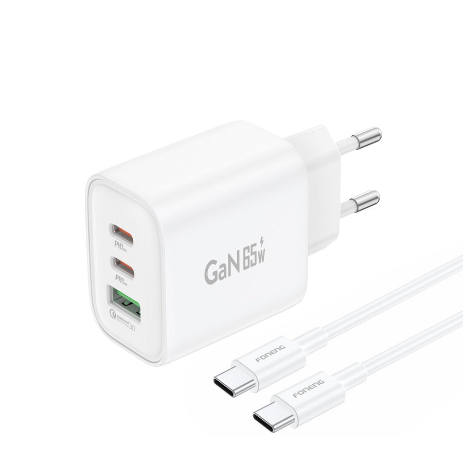 FONENG 65W GaN10-EU Wall Super Fast Charger Adapter PPS/QC3/-USBC - White