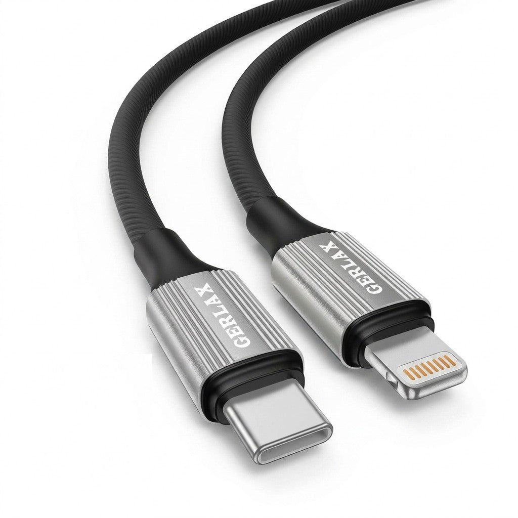 Gerlax L51PL Fast Charging Cable (1M) | 30W | USB-C to Lightning | Reinforced Metal Connector | Soft Silicone | QC 3.0 | Heavy-Duty Design