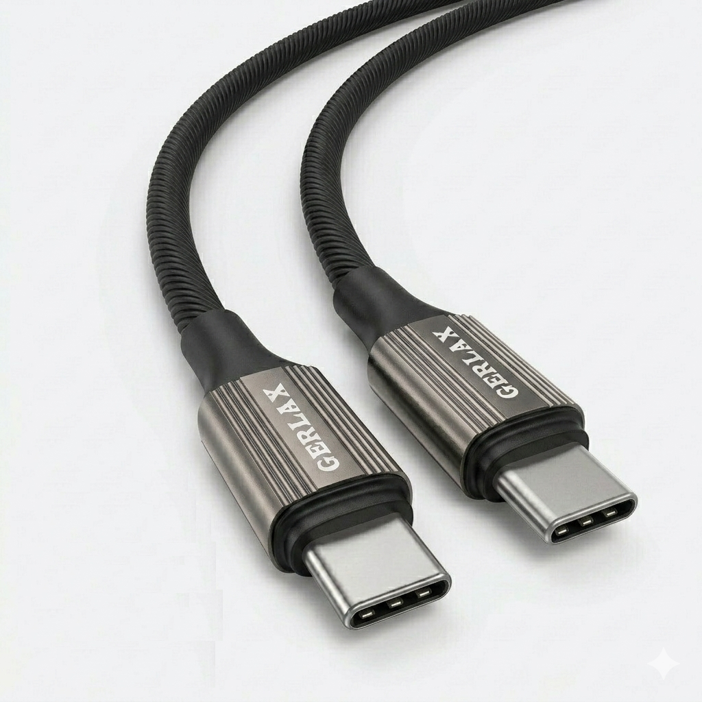 Gerlax L51PT Fast Charging Cable (1M) | 65W | USB-C to USB-C | Reinforced Metal Connector | Soft Silicone | QC 3.0 | Heavy-Duty Design