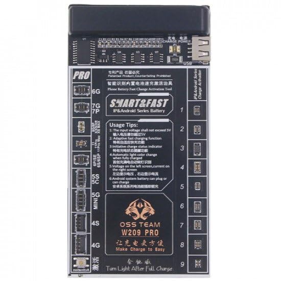 Oss W209 Pro Battery Charging Board for iPhone 4-15 Pro Max, Repair Tool
