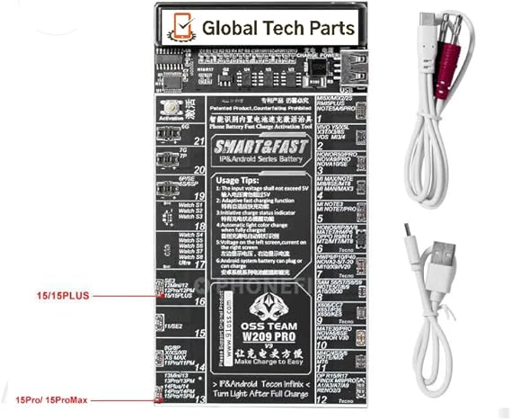 Oss W209 Pro Battery Charging Board for iPhone 4-15 Pro Max, Repair Tool