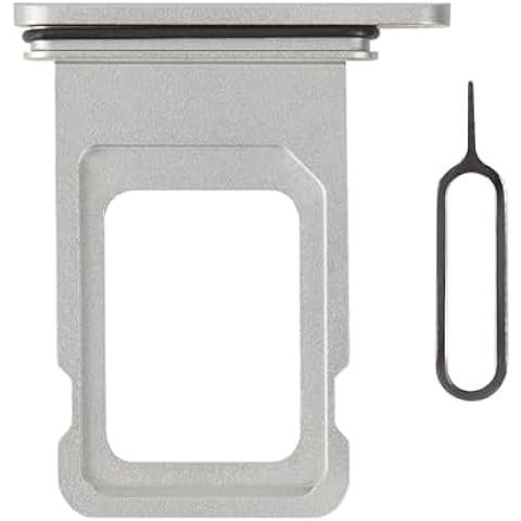 SIM Card Slot Tray Holder Replacement Compatible with iPhone 13 - Incl. SIM Pin (Single - Dual Sim Card Version) - Silver