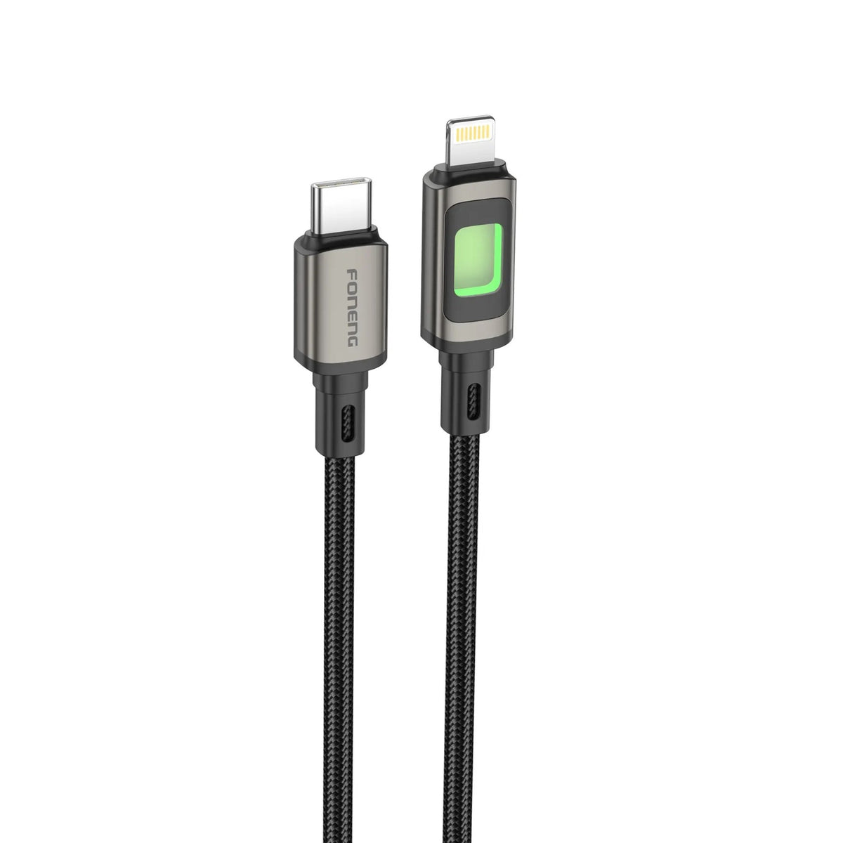 FONENG XS13 1.2M Colorful Light Braided Fast Charging Cable | Aluminium Alloy Head | Type-C 60W / Lightning PD27W