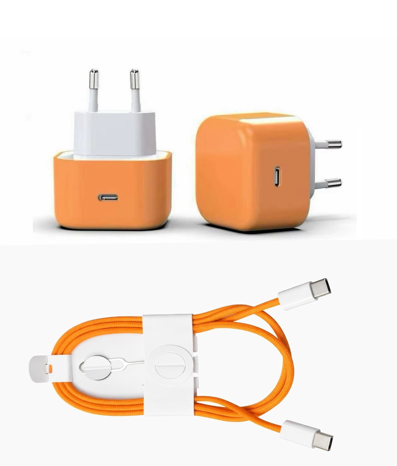 40W USB-C Fast Charger with USB-C to USB-C Braided Cable, Type-C Wall Power Adapter, Fast Charging for Samsung Galaxy, iPhone 15/16 Series, Google Pixel, Huawei, Xiaomi & USB-C Devices (Orange)