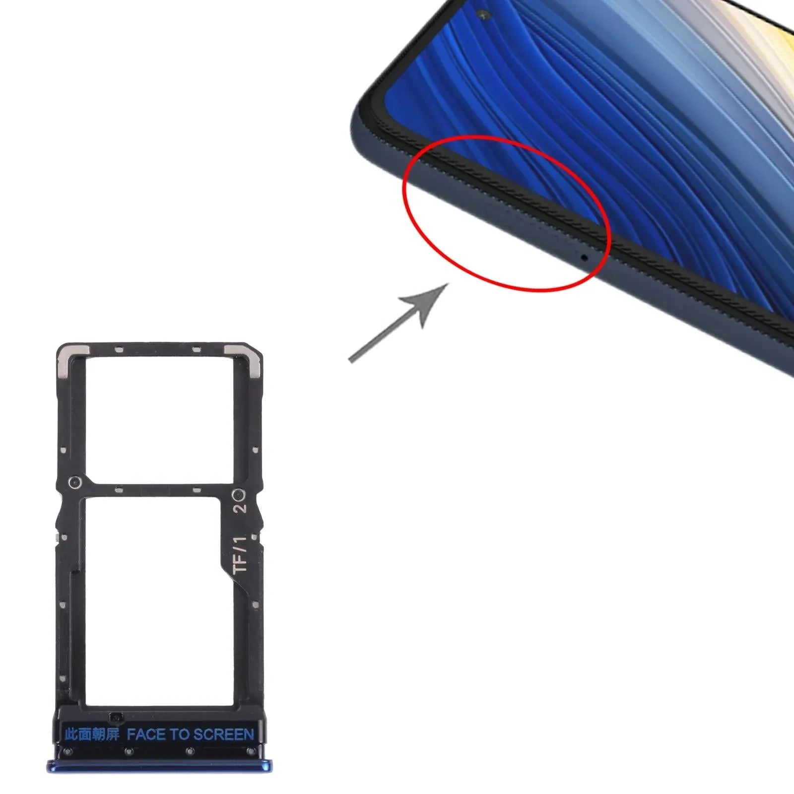Poco X3 Pro SIM & SD Card Tray, Blue - M2102J20SG