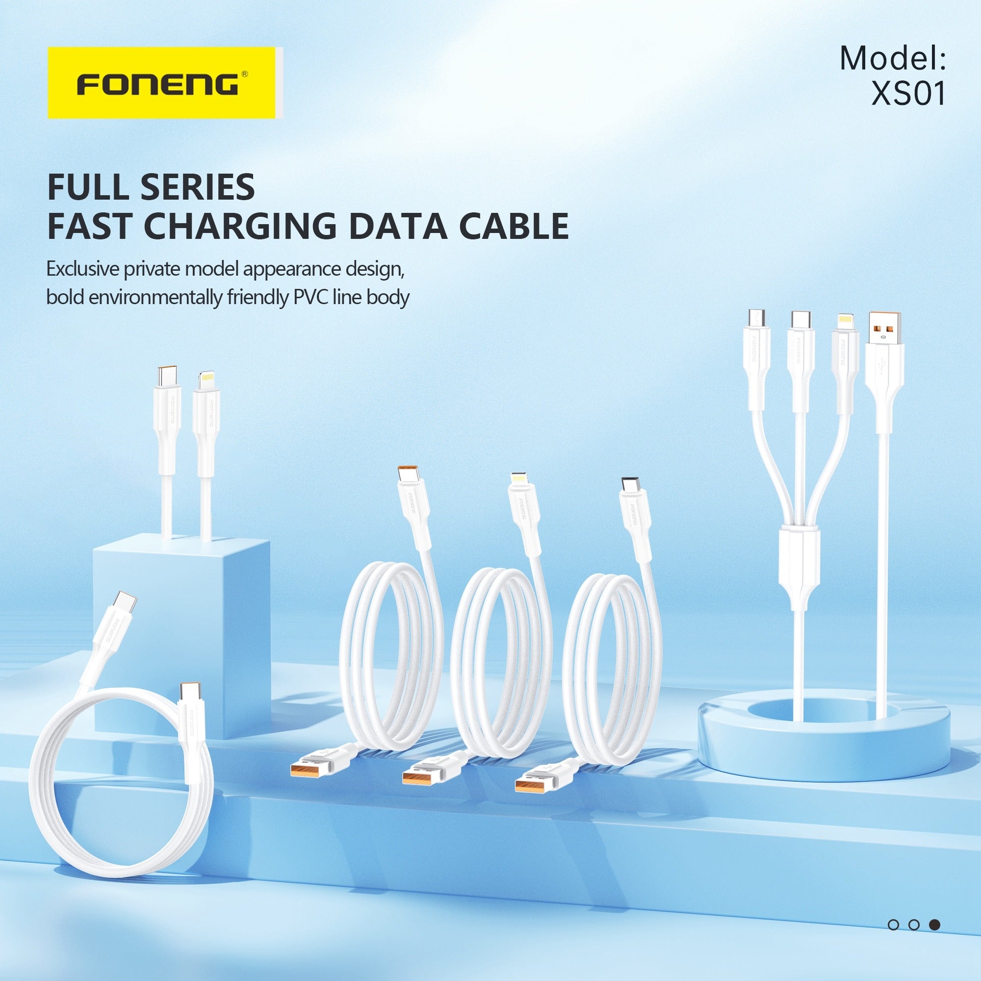 FONENG USB-C Fast Charging Metal Data Cable Nylon Braided 66W Color Light - USB to Lightning