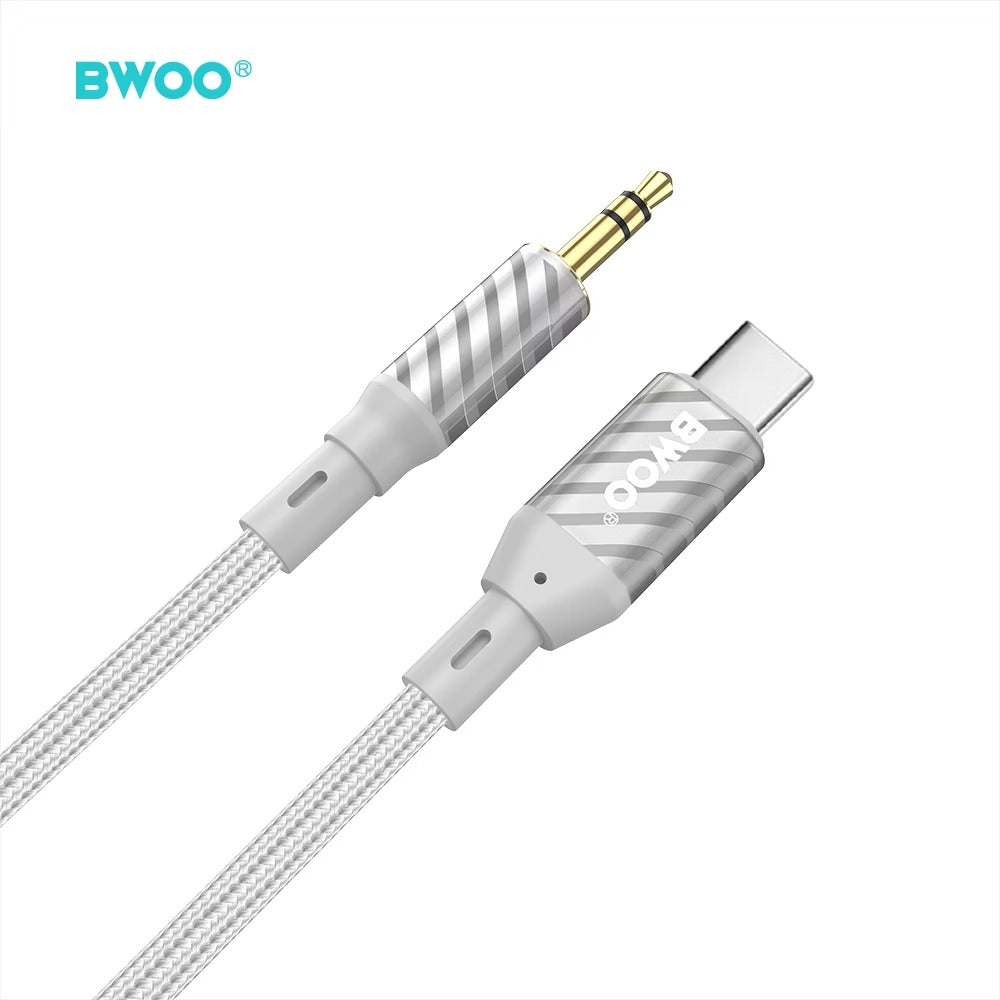 BWOO USB-C to 3.5mm AUX Audio Cable 1M - Type-C to AUX 3.5mm Hi-Fi Audio Adapter - BO-AUX074