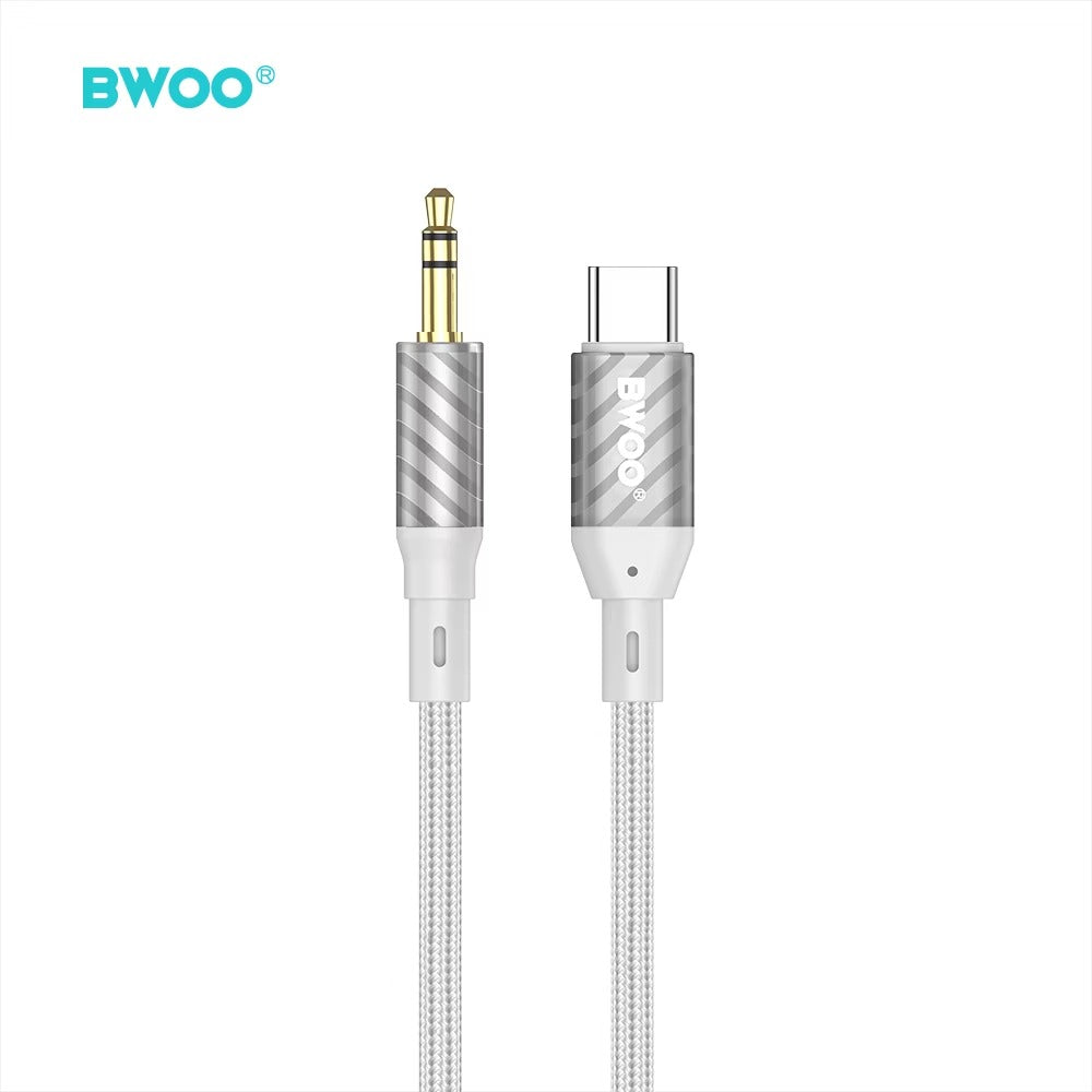 BWOO USB-C to 3.5mm AUX Audio Cable 1M - Type-C to AUX 3.5mm Hi-Fi Audio Adapter - BO-AUX074