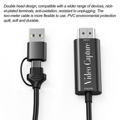 HDMI to USB/Type-C Video Capture-2M Cable for Streaming & Recording