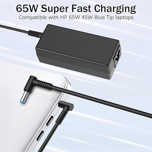 Global Tech Parts 65W Laptop Charger compatible with HP Pavilion X360, ENVY X360, 19.5V 3.33A, Blue Pin, 4.5x3.0mm