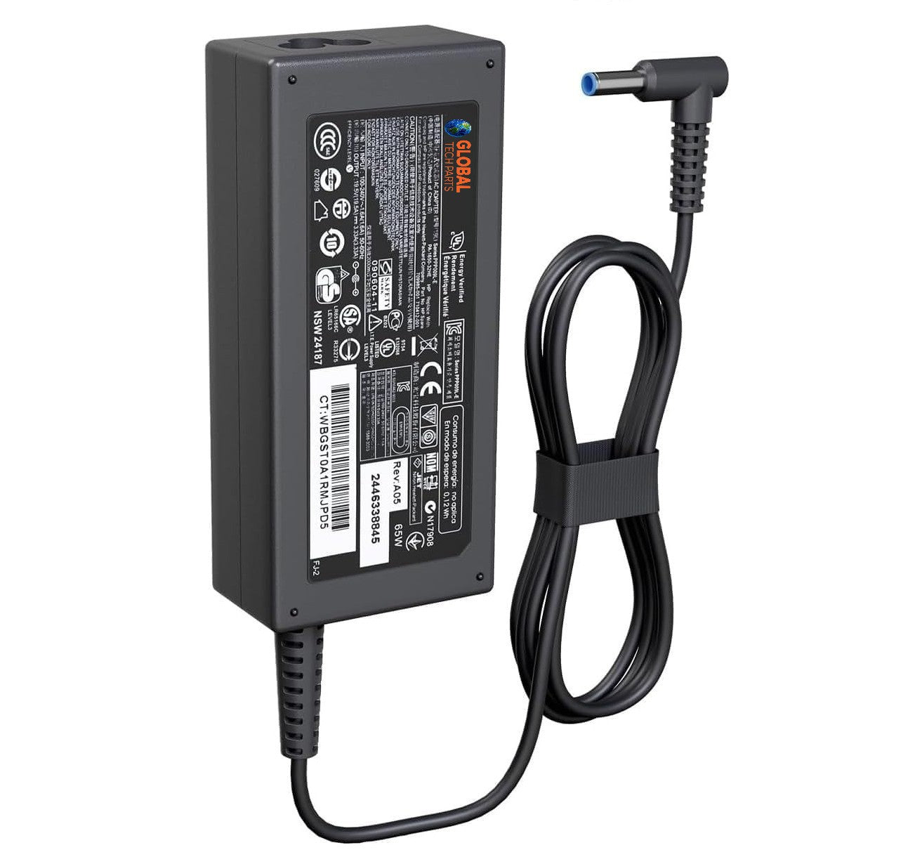 Global Tech Parts 65W Laptop Charger compatible with HP Pavilion X360, ENVY X360, 19.5V 3.33A, Blue Pin, 4.5x3.0mm