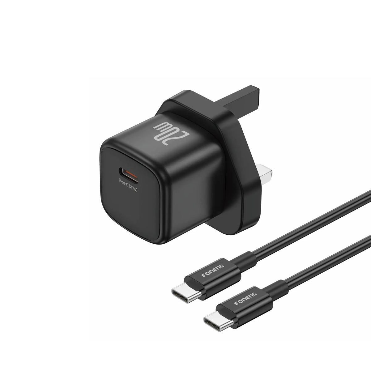 Cube-UK 20W GaN USB-C Fast Charger, PD & PPS Fast Charging Wall Adapter, USB Type-C Single Port Charger, Compact & Lightweight Design