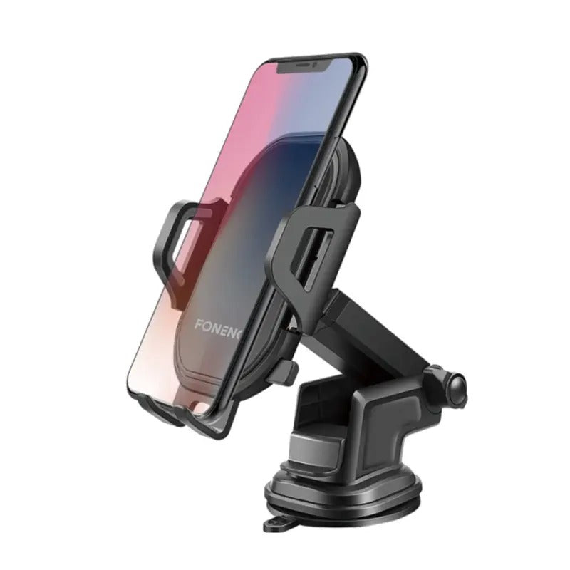 Foneng CP13 Universal Car Phone Holder, 360° Rotating Suction Cup Smartphone Mount, Adjustable Windshield & Dashboard Phone Stand, Fits 3.5-6.8 Inch Mobile Phones, Black