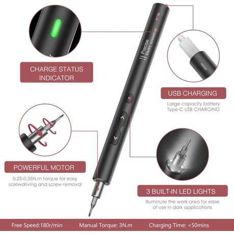 Mini Electric Screwdriver Pen, Cordless Precision Screwdriver Set 28 in 1