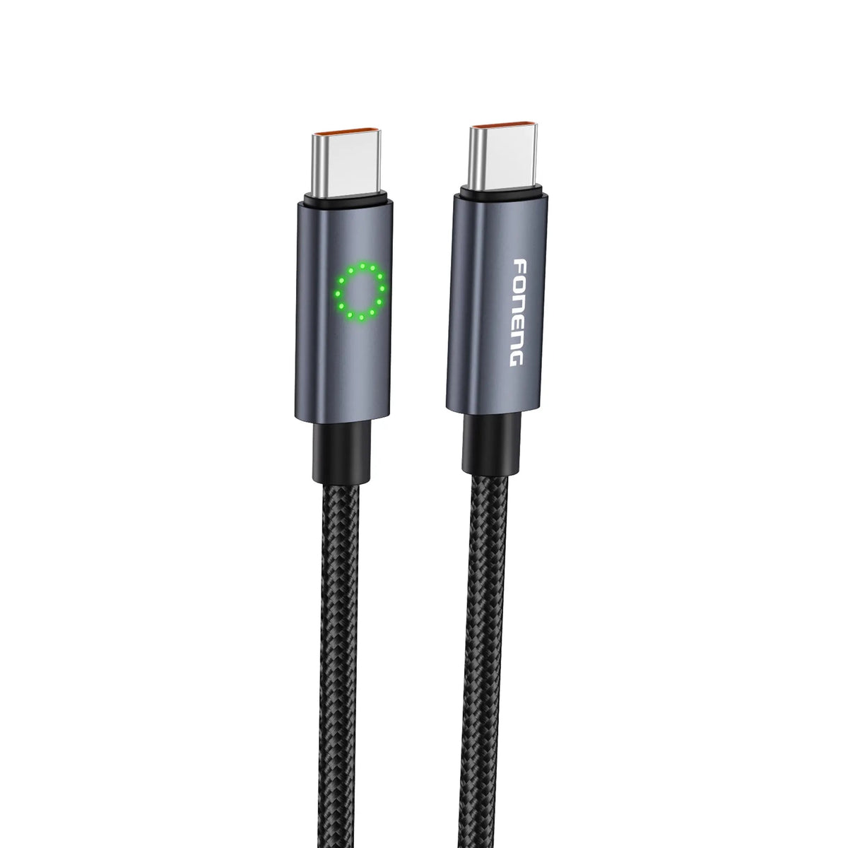 FONENG XS08 1.2M Green Light Braided Fast Charging Cable with Metal Head | Type-C 60W / Lightning 2.4A / PD27W