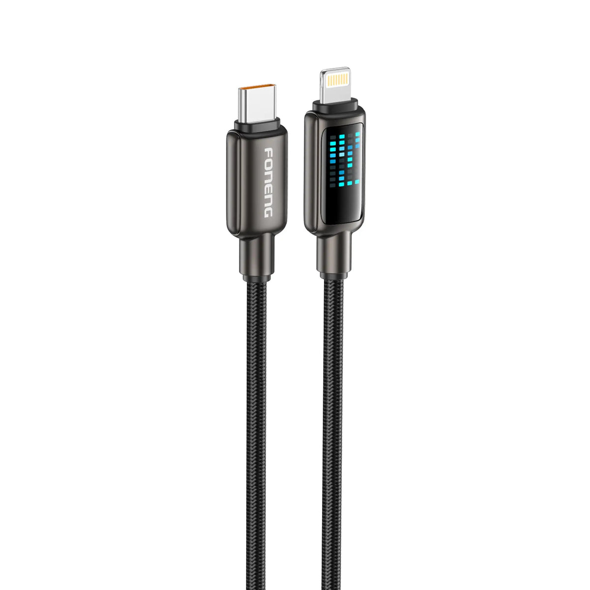 FONENG X117 1.2M Zinc Alloy Flowing Light Braided Fast Charging Cable 60W Type-C to Type-C / PD30W Type-C to Lightning