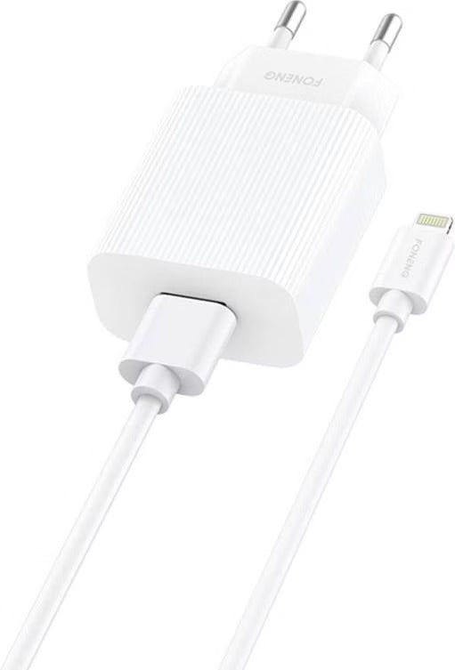 2.4A Fast Charger Kit for iPhone, EU Plug, Single USB-A Port, with Lightning Cable, 120cm, White