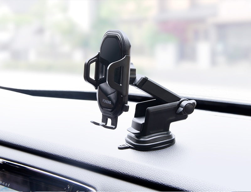 Foneng CP13 Universal Car Phone Holder, 360° Rotating Suction Cup Smartphone Mount, Adjustable Windshield & Dashboard Phone Stand, Fits 3.5-6.8 Inch Mobile Phones, Black