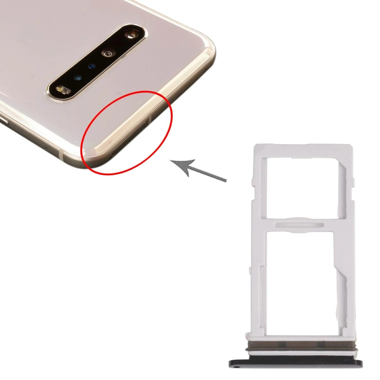 LG V60 ThinQ 5G SIM Card Tray (Black) - LM-V600/VML