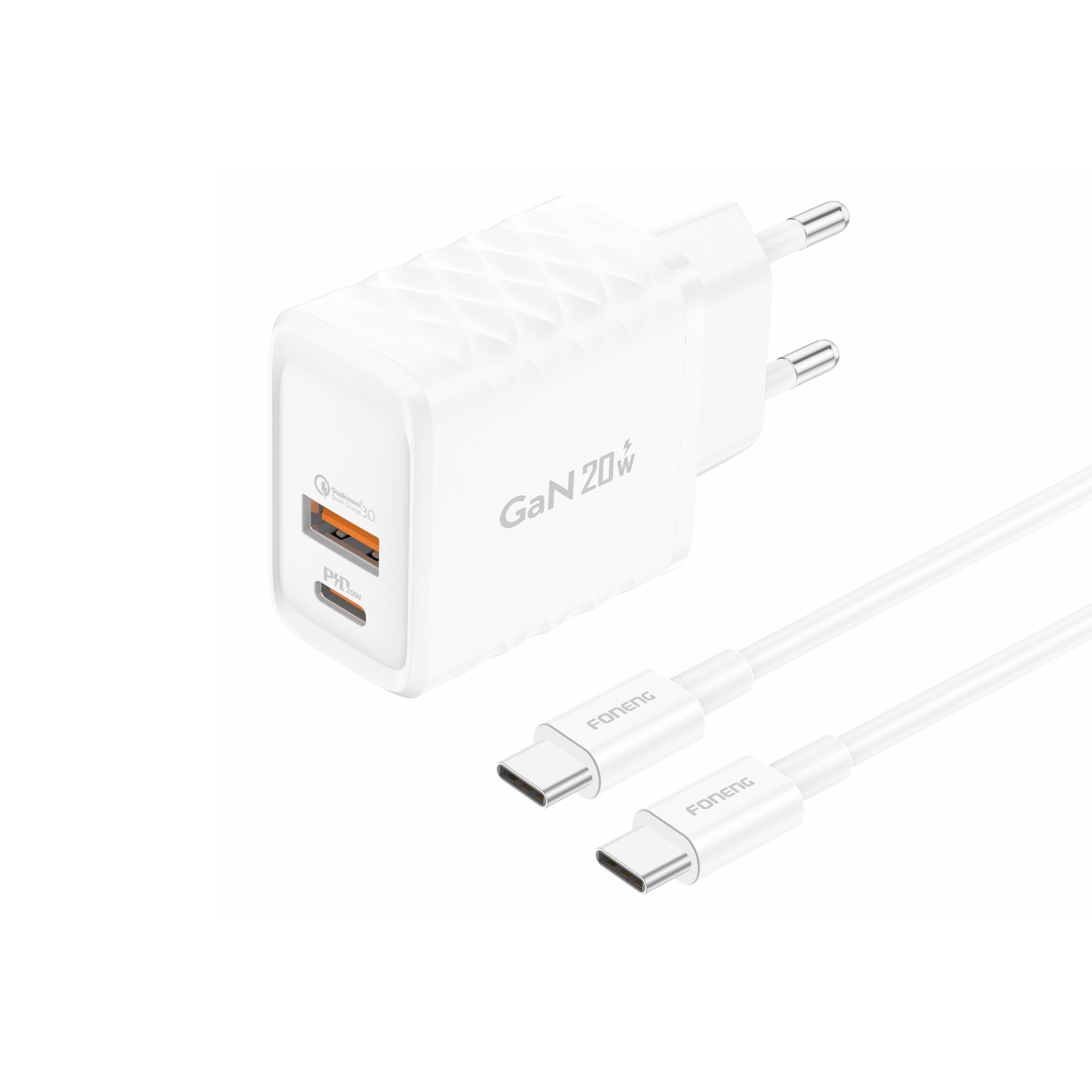 USB-C Fast Charging Adapter 20Watt With USB-A + USB-C Port - Type-C To Type-C