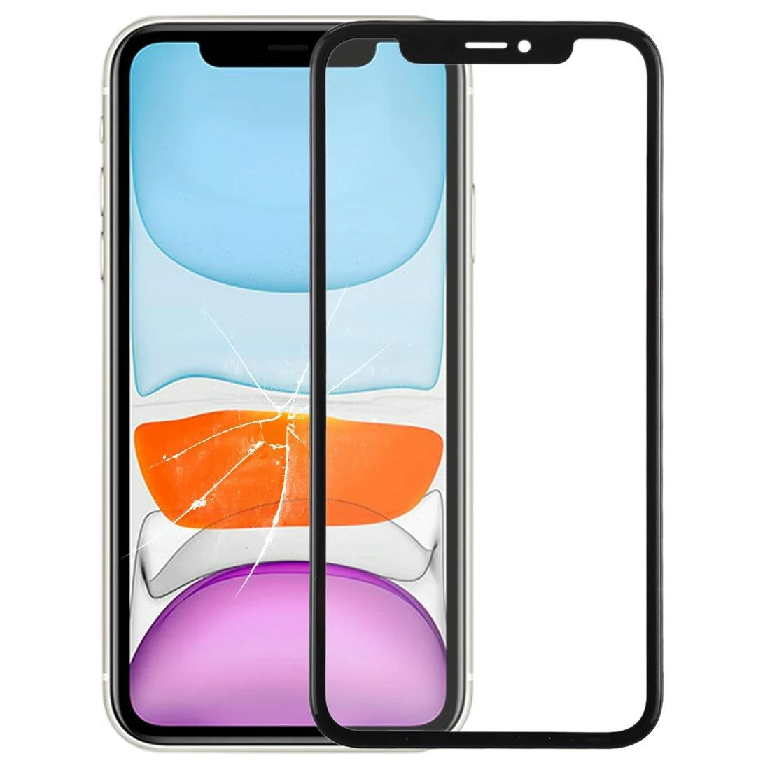 iPhone 11 Black Front Glass Screen Replacement with Frame