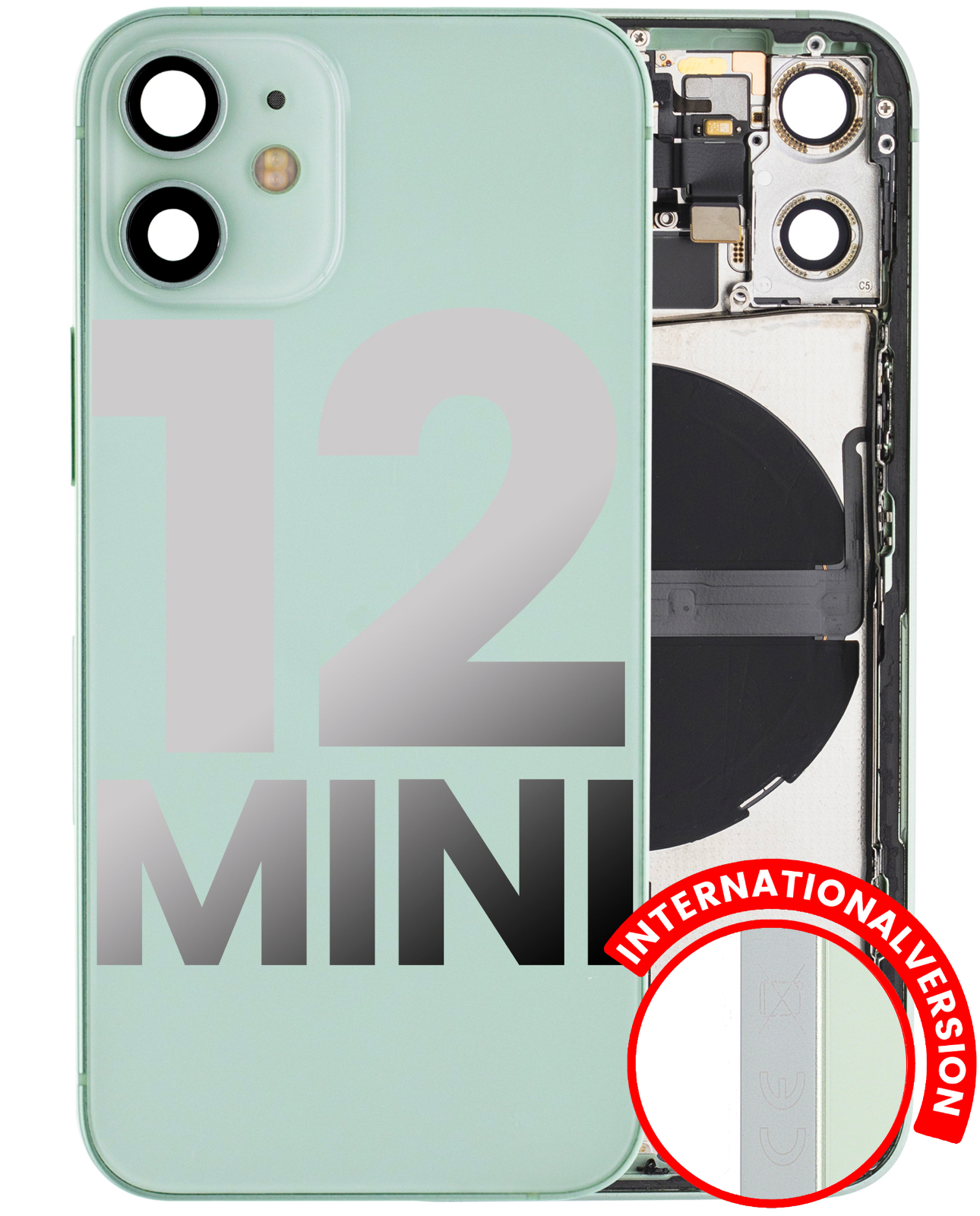 iPhone 12 Mini Back Cover Housing With Parts Assembly (With Side Keys & Charging Port)