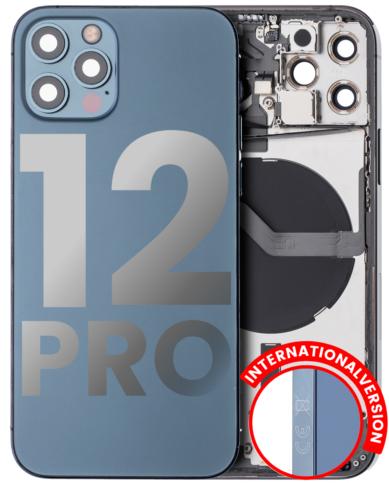 iPhone 12 Pro Back Cover Housing With Parts Assembly (With Side Keys & Charging Port)