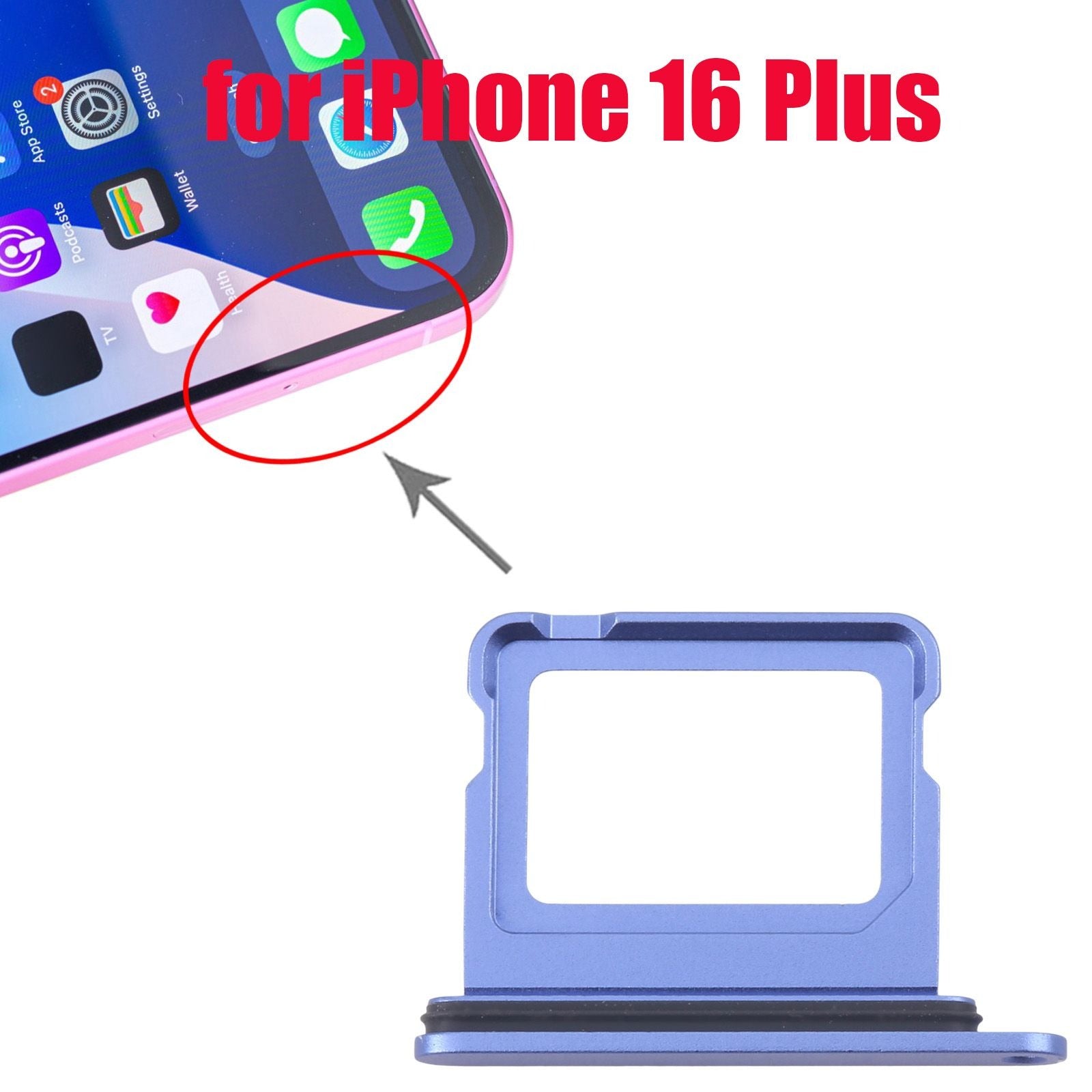 iPhone 16 DUAL SIM Card Tray, Black - Replacement Part