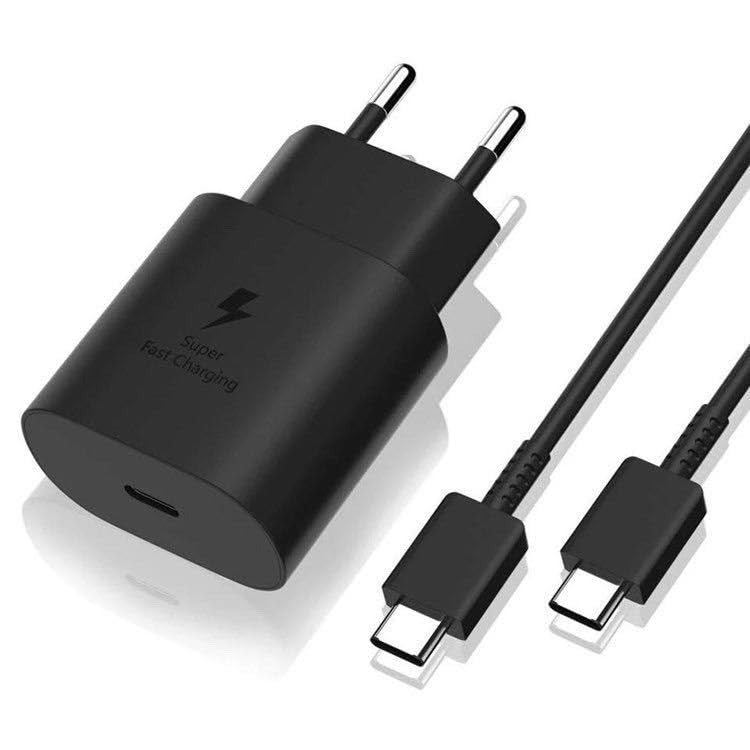 Fast Charging 25w Type-C to Type-C Cable and Adapter Compatible for Samsung - Black