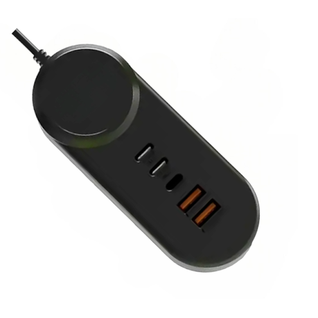 35W 5-Port USB Charger Hub: With USB to Lightning, Type-C and Micro Cables