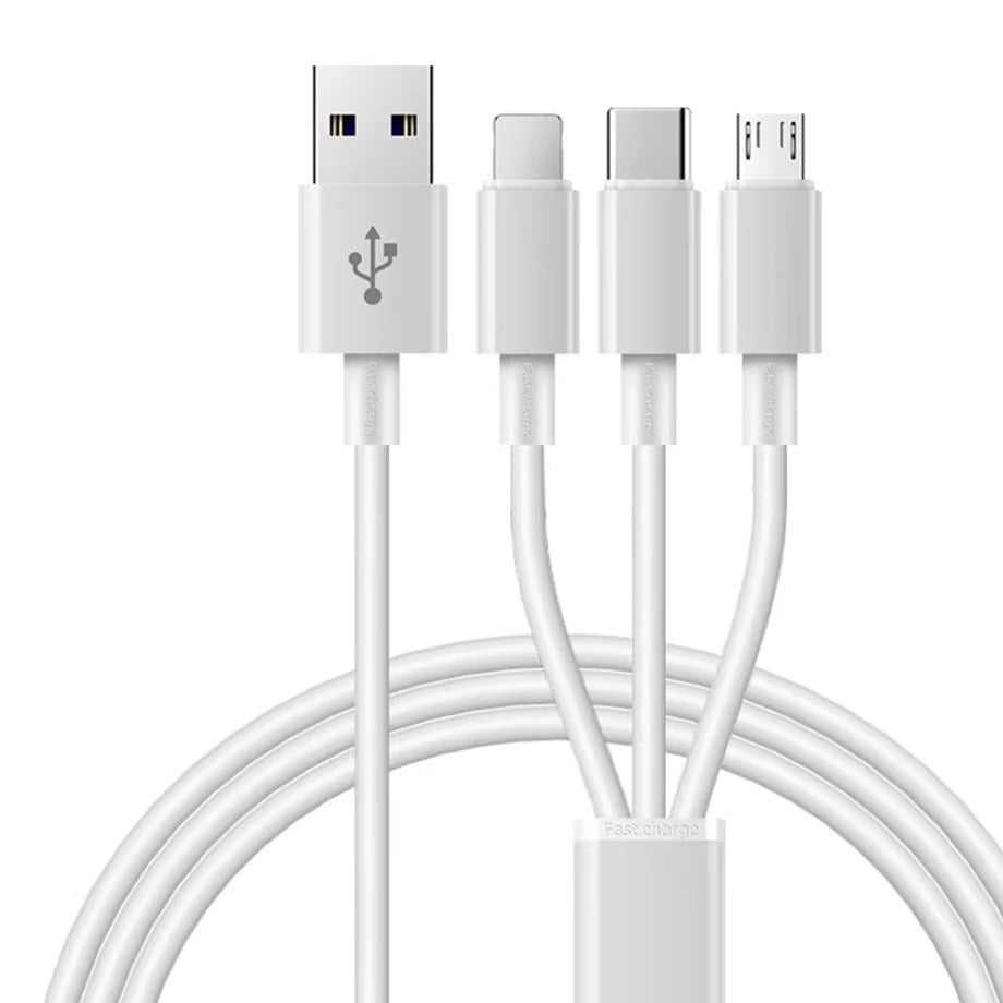 3A Fast Charge One-to-three PVC case Charging Cable Suitable for Type-C Android Mobile Phone USB Three-in-one Data Cable