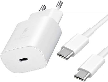 Fast Charging 25w Type-C to Type-C Cable and Adapter Compatible for Samsung - White