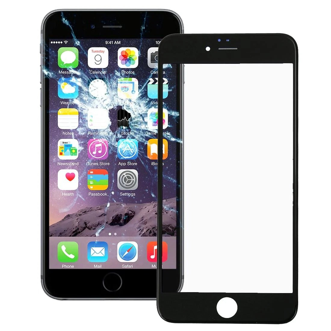 iPhone 6 Plus Black Screen Replacement Glass with Frame