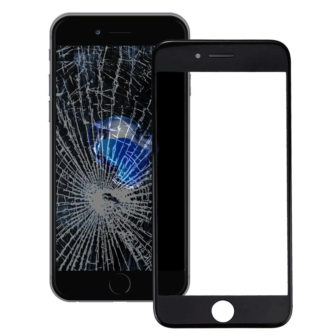 iPhone 7 Black Front Glass Lens & Bezel Frame