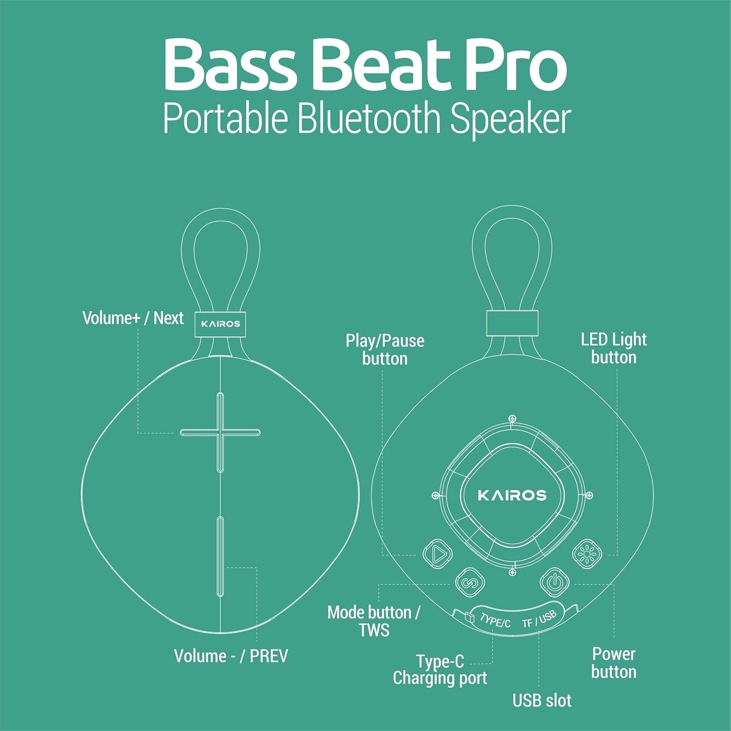 Portable Bluetooth Speaker – 8W Output, TWS, Dynamic Lights, IPX6 Waterproof with Bluetooth 5.2