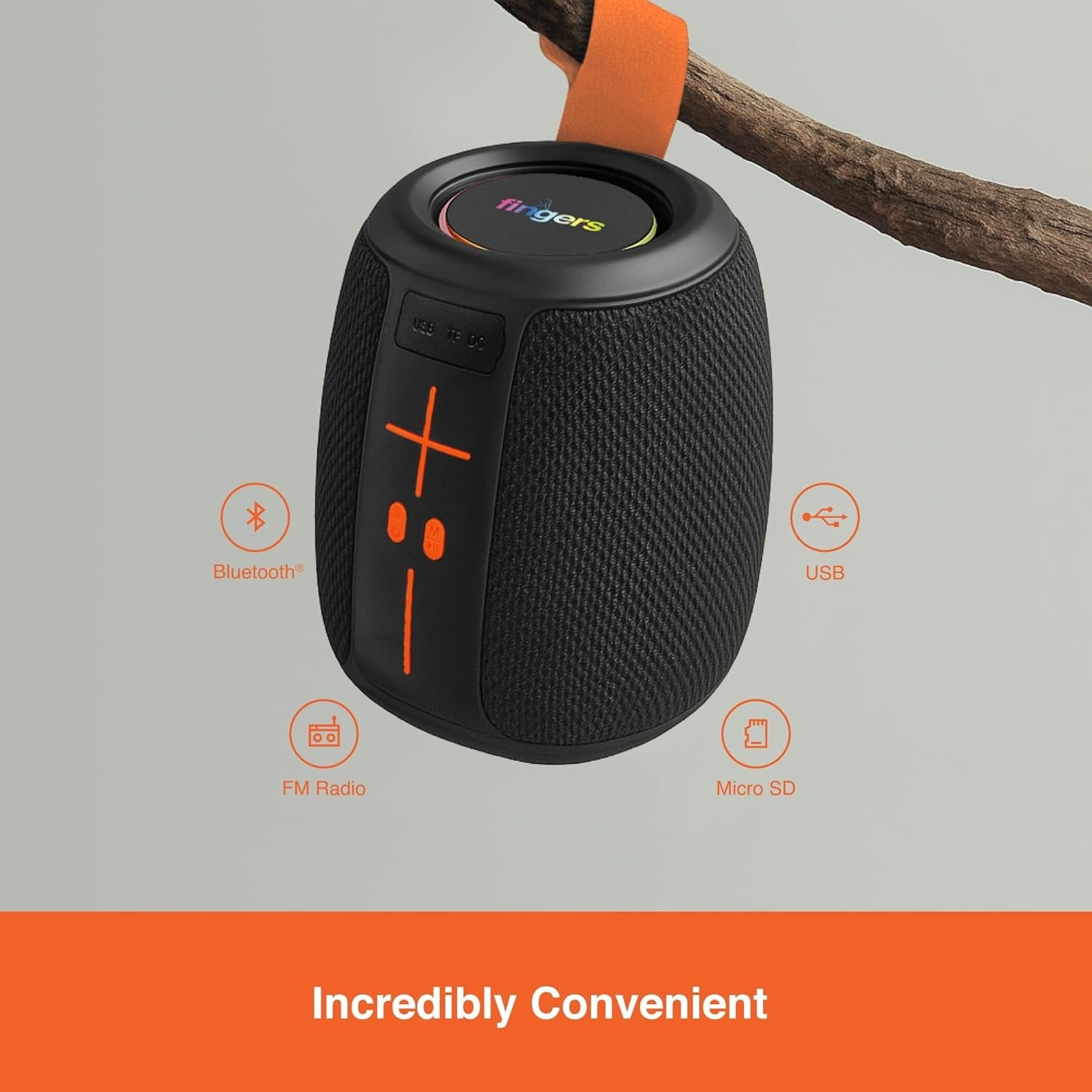 Sound Nugget BT6 Portable Bluetooth Speaker with RGB Lights, 12-Hour Playtime, FM Radio, MicroSD, USB, IPX4 Splash Resistant