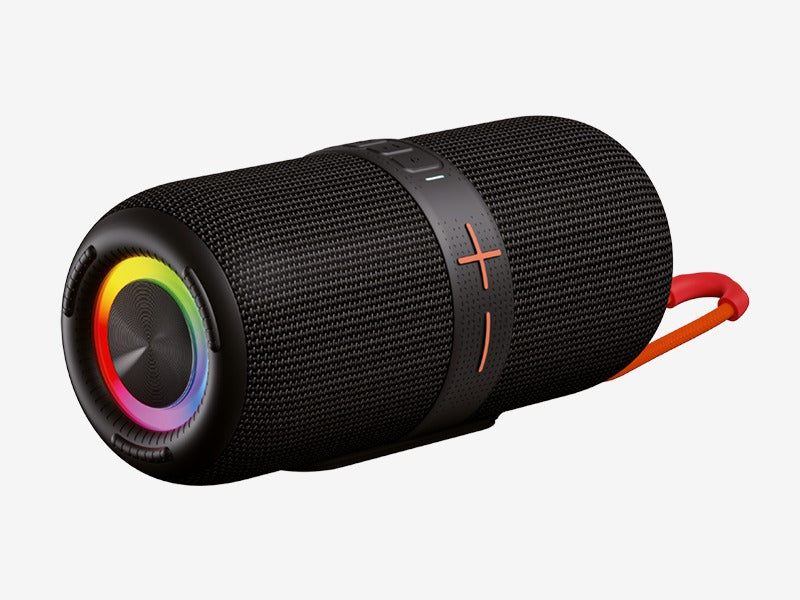 Portable Bluetooth Speaker with 40W High Power, Dual Speakers, Independent Dual Bass Diaphragms, Waterproof Design, RGB LED Lights, Black