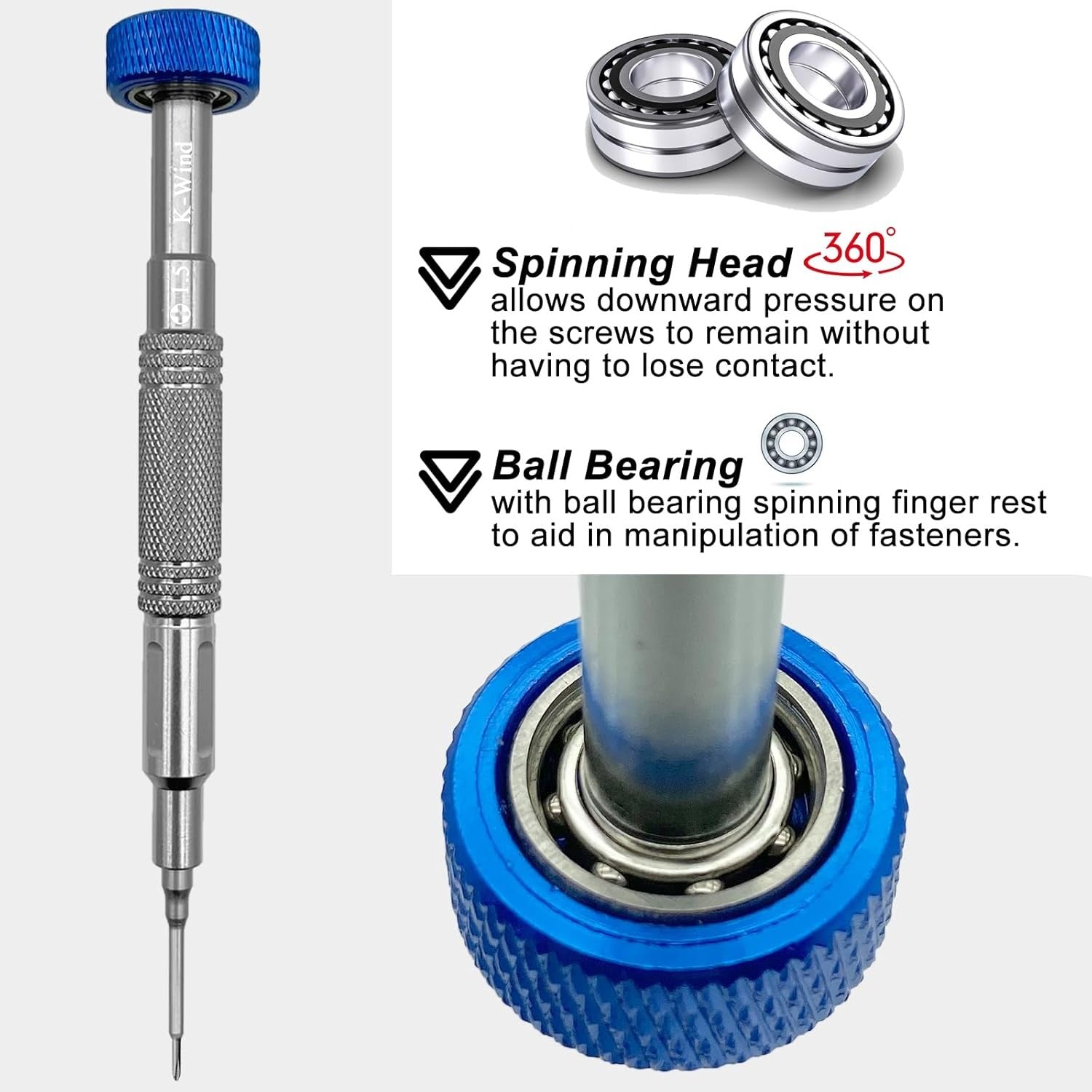 Precision P2 Pentalobe Screwdriver compatible with iPhone Repair Tool, S2 Steel Magnetic Tip, 360° Rotating Cap with Ball Bearing