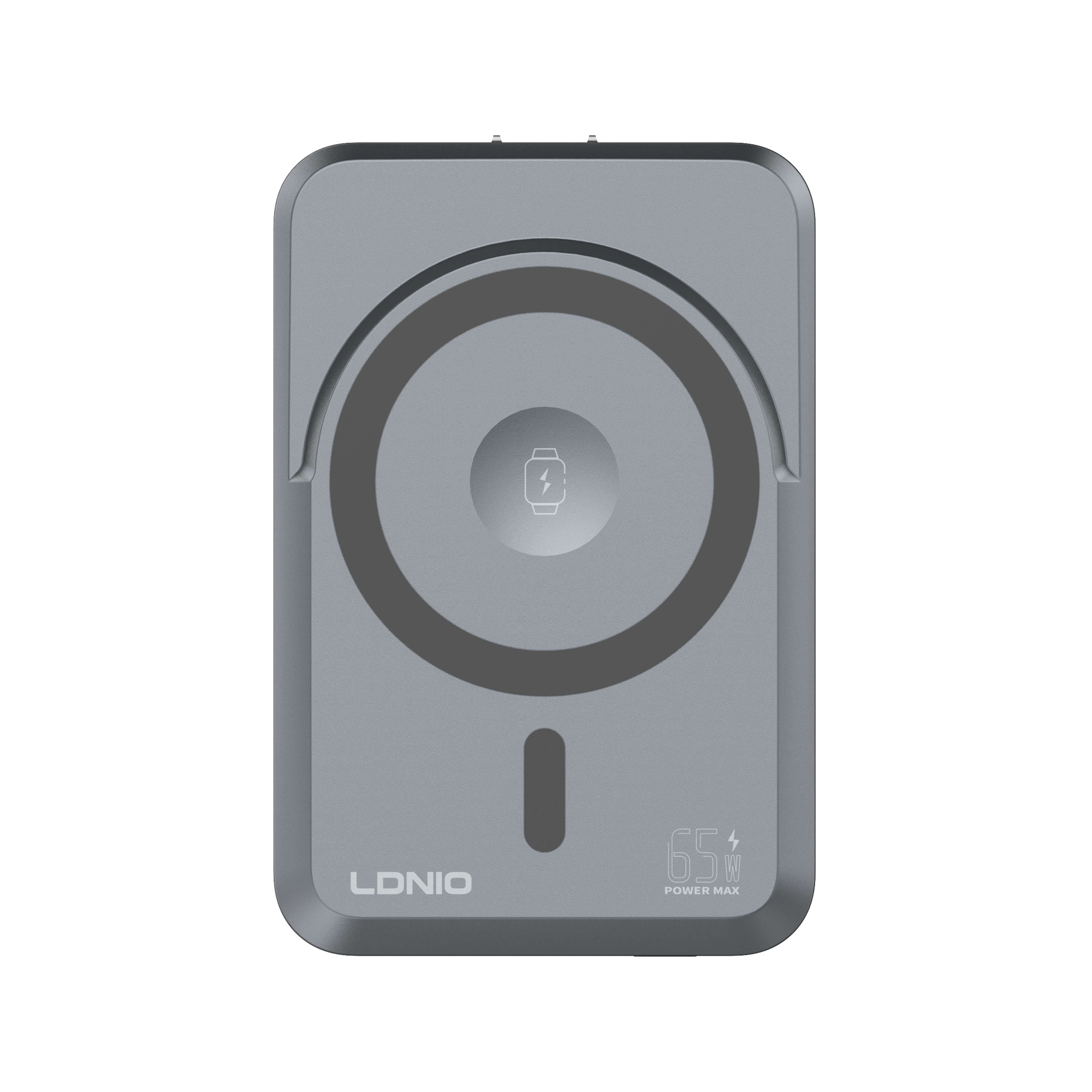 LDNIO 4-in-1 Magnetic Wireless Power Bank and Charger, 15W Wireless Charging, 5000mAh Portable Charger, Foldable Stand, Model PQ26