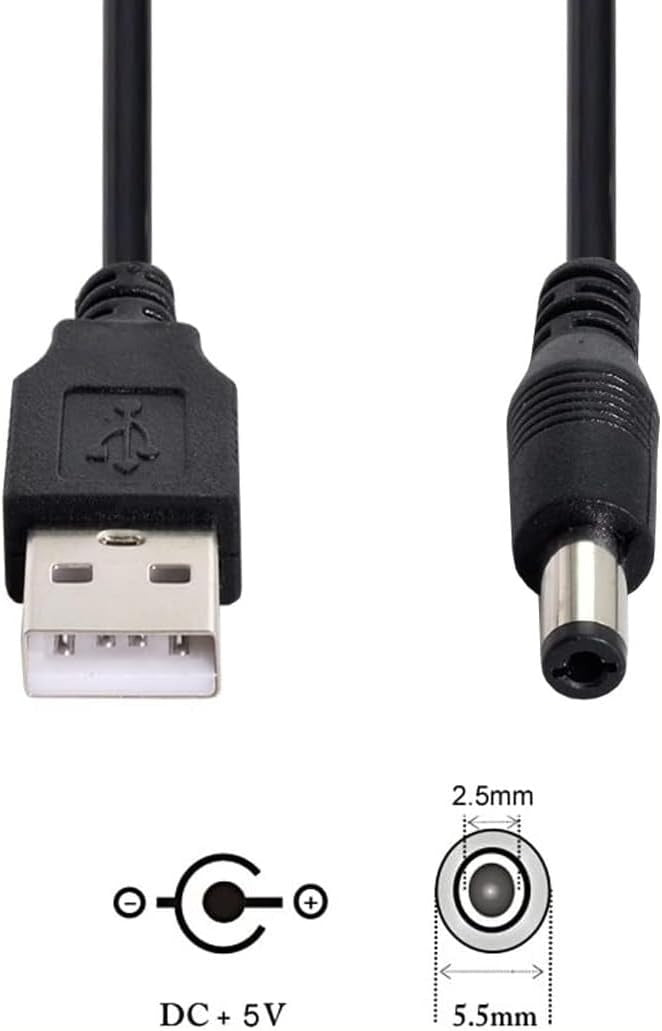 USB To DC5V, DC12V USB Voltage Step Up Converter Cable1m Power Supply Adapter Cable with DC Jack 5.5 x 2.5mm or 5.5 x 2.1mm, for Fan, Led Light, Wireless Router, Speakers and More Devices