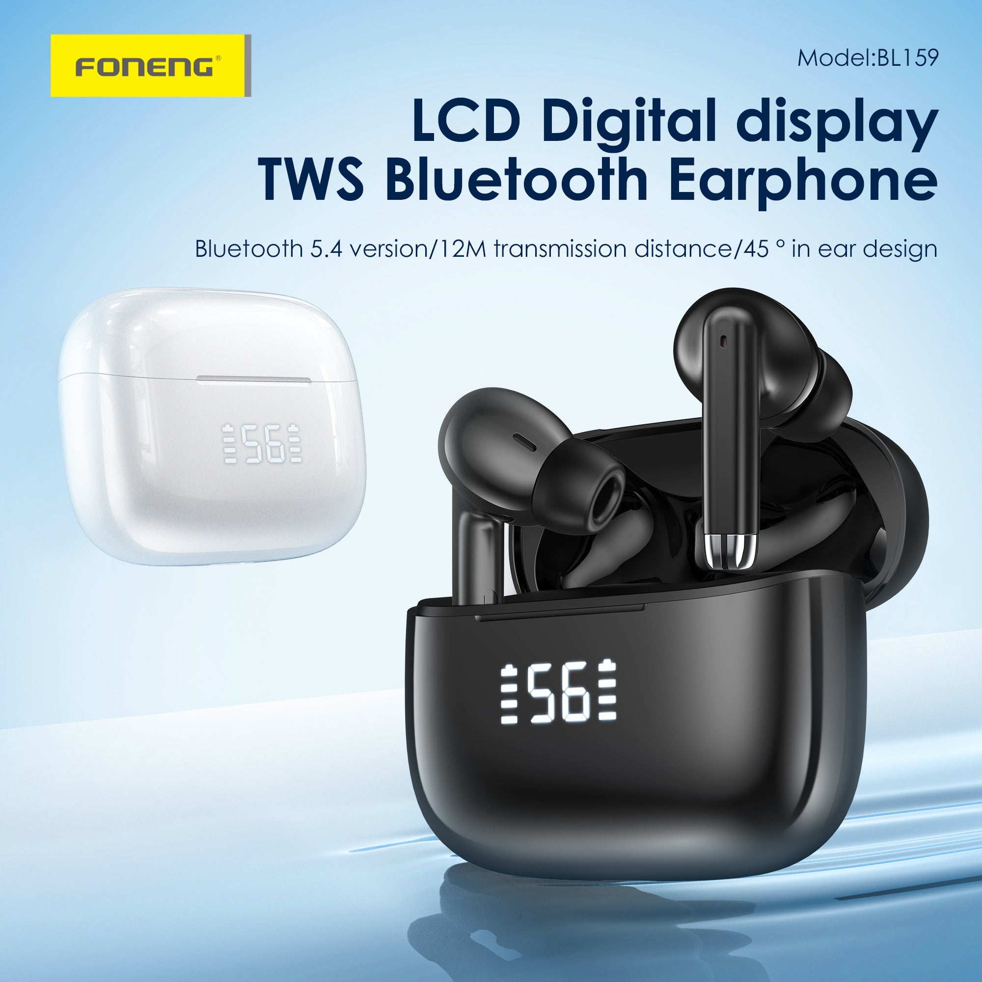 FONENG TWS Wireless Earphones True Wireless In-Ear 5.4 Bluetooth Digital Display