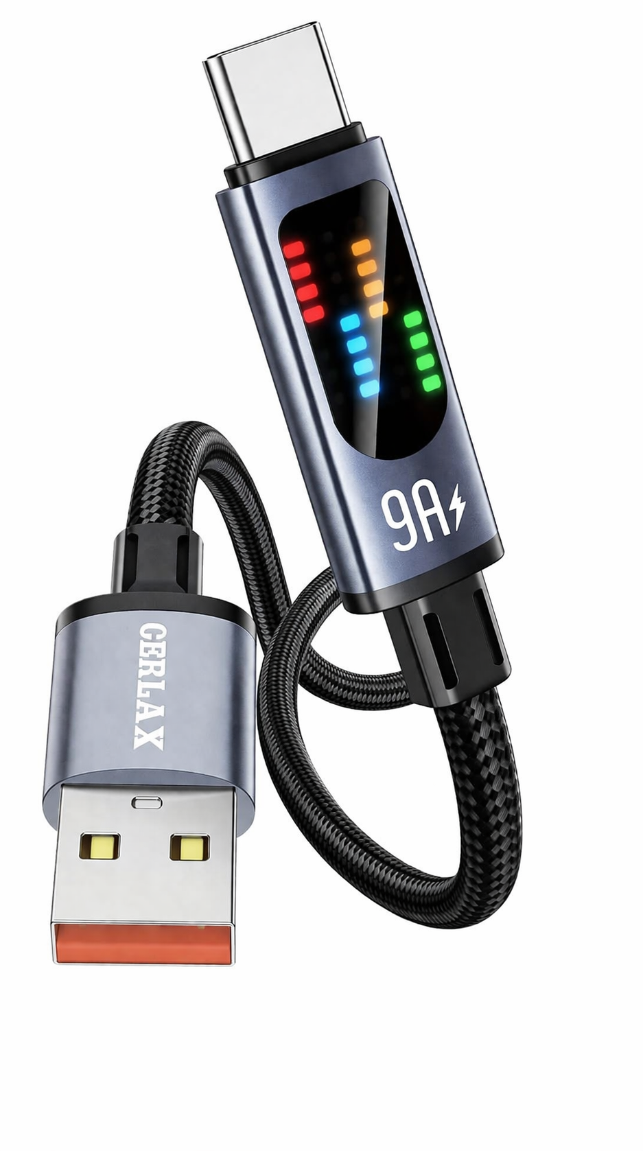 Gerlax GD-76T USB to Type-C Fast Charging Cable 9A (1M) With LED Display | QC3.0 Turbo Charge