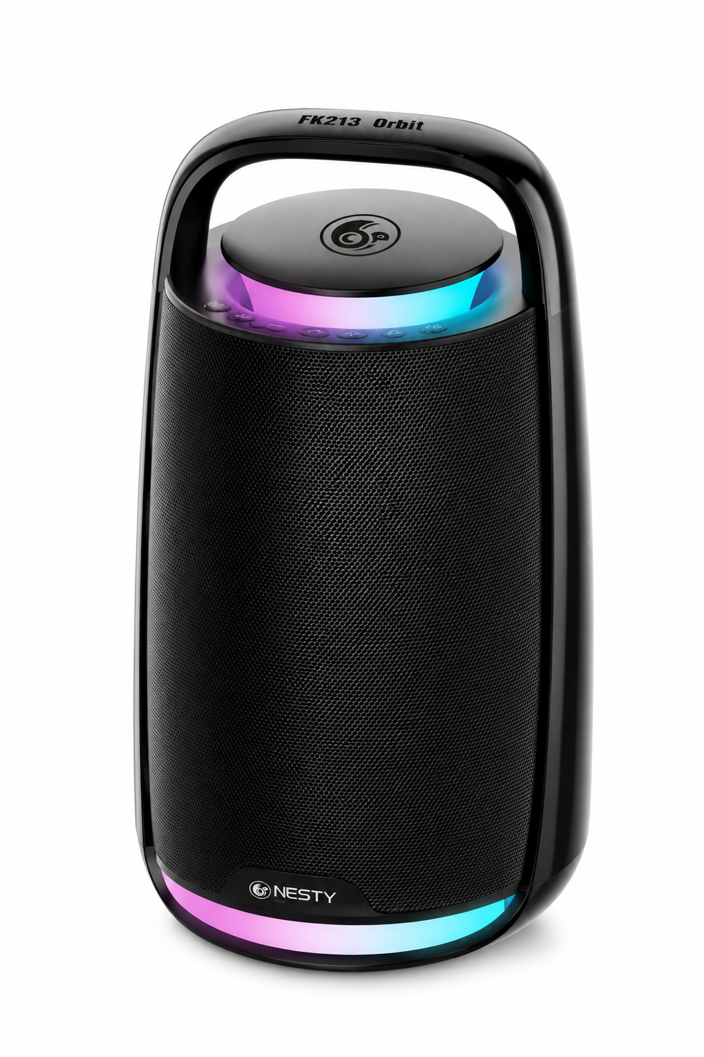 NESTY FK-213 Orbit Portable Bluetooth Speaker 400W Max Power – BT 5.4, Type-C Fast Charge, Wireless Mic Support, RGB Lights