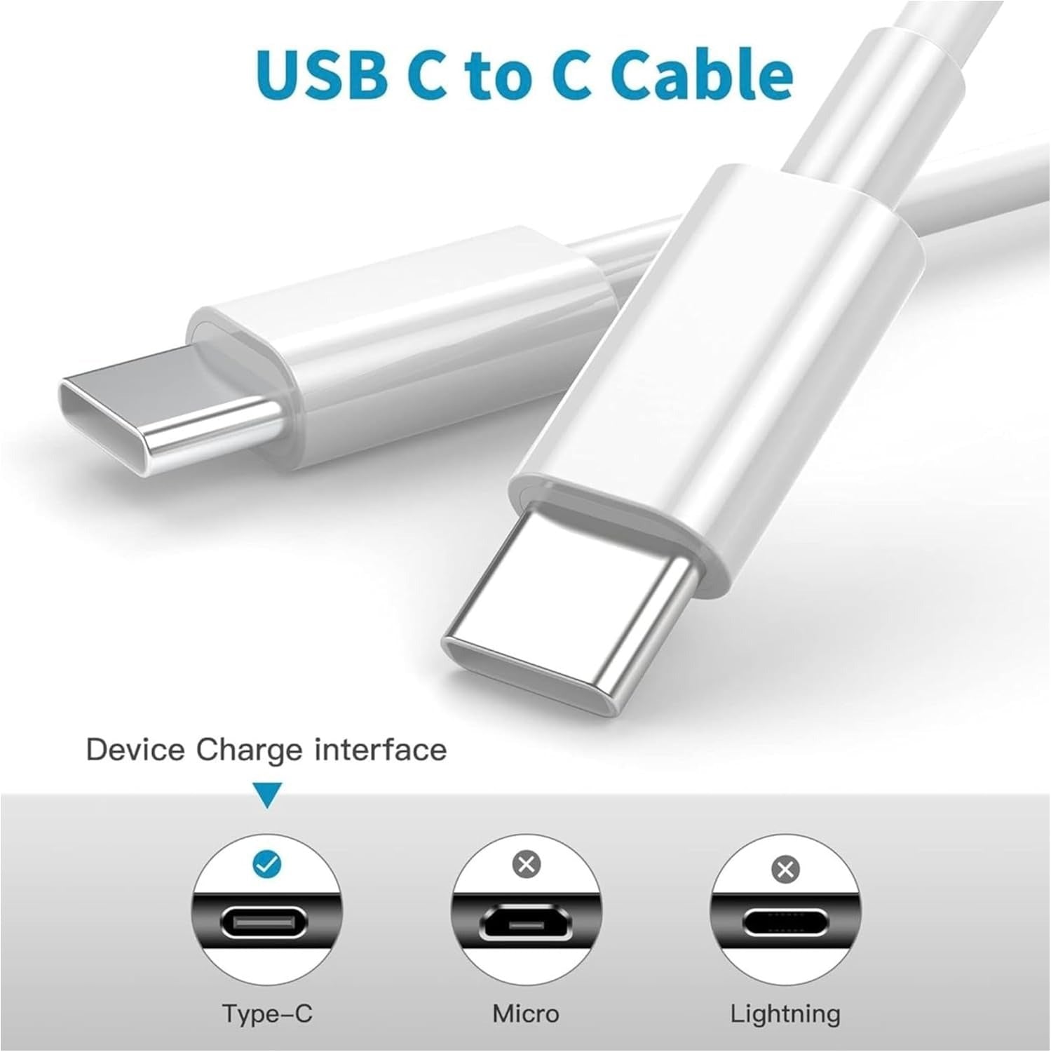 USB-C to USB-C Fast Charging Cable 1 Meter | Type-C Power Delivery Cable for Smartphones, Tablets, Laptops | Quick Charge & Data Sync