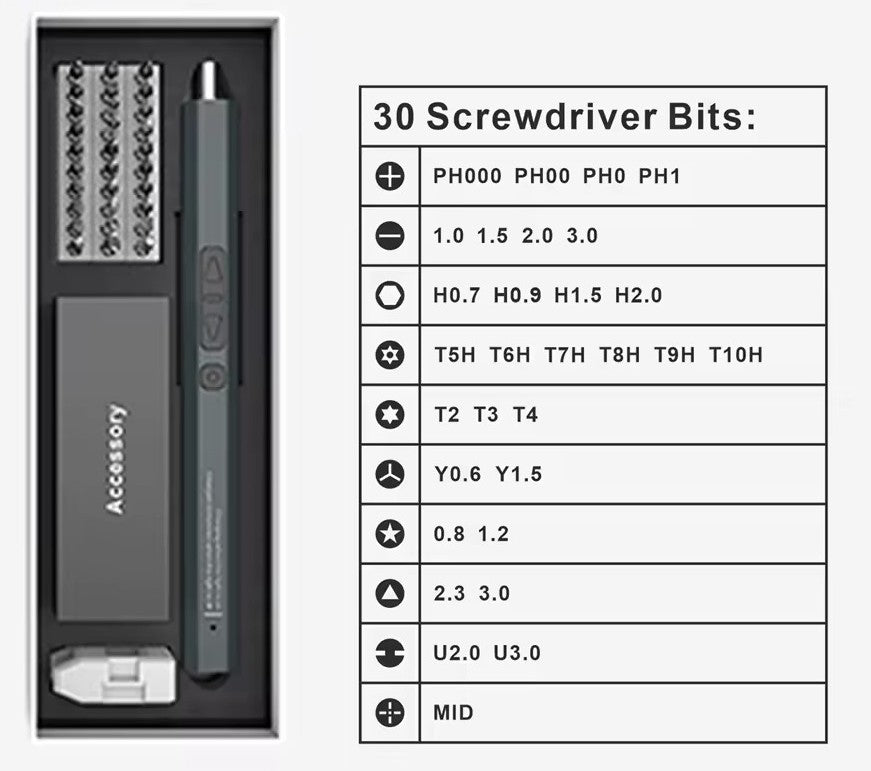 30 in 1 Precision Electric Screwdriver Set, Fast Charging Screwdriver Set with LED Light Phone Repair Electric Tool